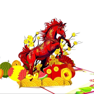 Happy New Year Horse  - Pop Up Card