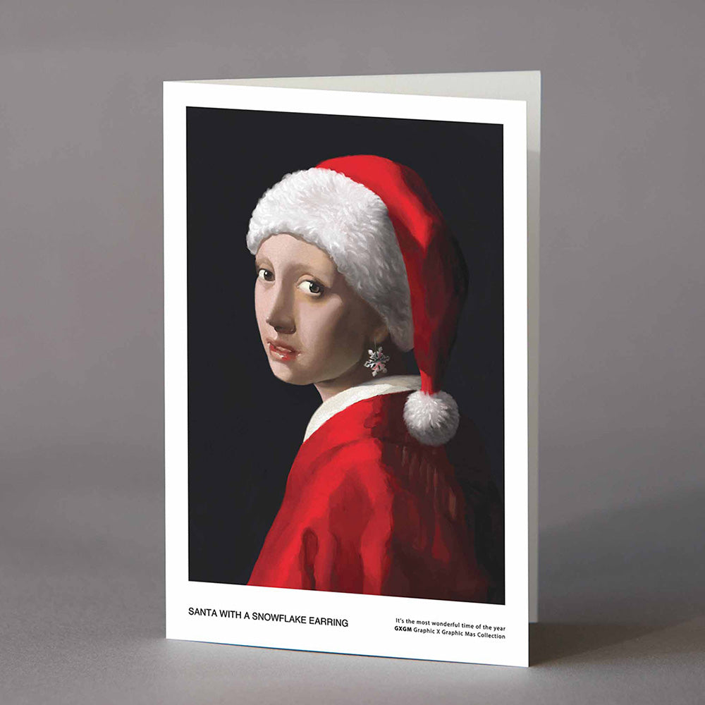 Santa with a Snowflake Earring - Greeting Card