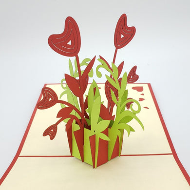 Heart Flower Potted Plant - Pop Up Card