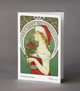 Art Nouveau Lady Santa - Greeting Card