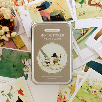 Illustrated Mini Postcard - The Wind Blowing on Willows & Secret Garden