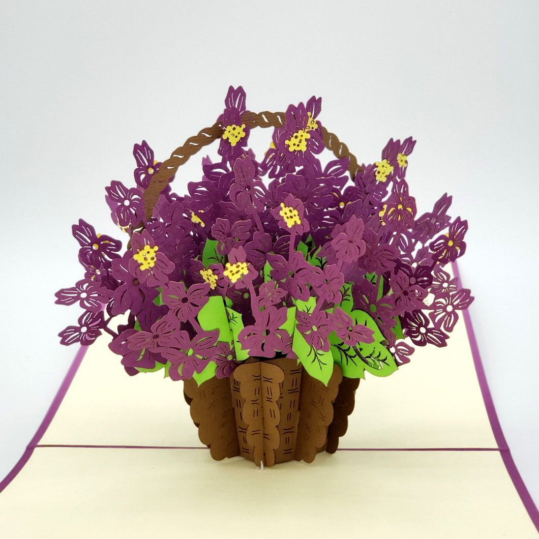 Basket of Violets - Pop Up Card
