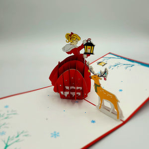 Holiday Lady in Red - Pop Up Card