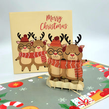 Load image into Gallery viewer, Cozy Reindeer - Pop Up Card