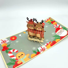 Load image into Gallery viewer, Cozy Reindeer - Pop Up Card