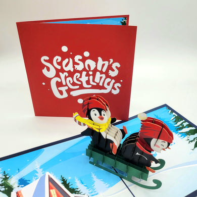 Season's Greetings Penguins - Pop Up Card