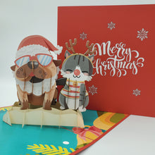 Load image into Gallery viewer, Dog and Cat Christmas - Pop Up Card