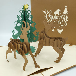 Two Reindeer and Christmas Tree with Star