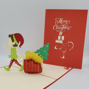 Elf with Tree and Sack of Presents