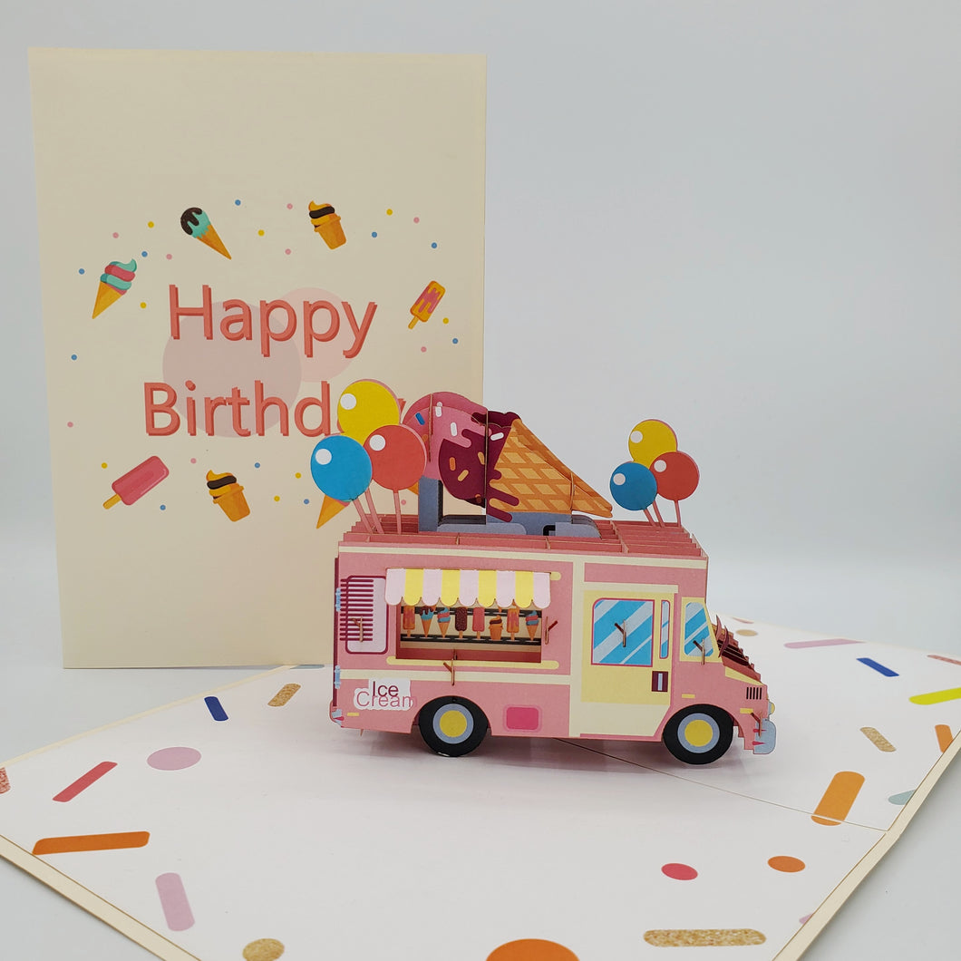 Happy Birthday Ice Cream Truck - Pop Up