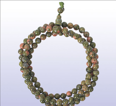 3 Layer Unakite Jasper Mala Bracelet