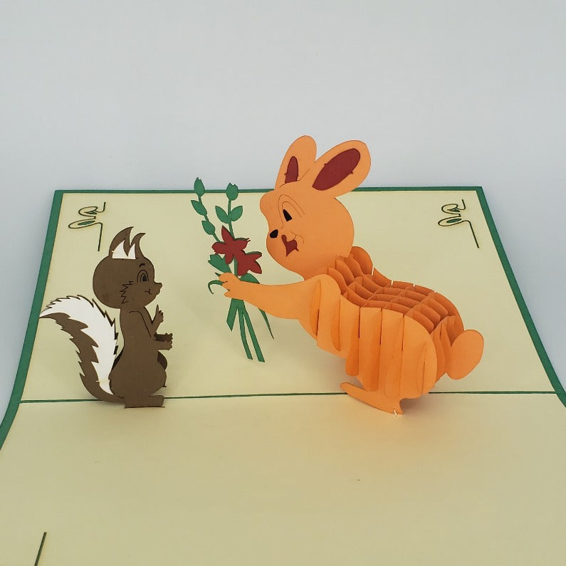 Squirrel and Bunny - Pop Up Card