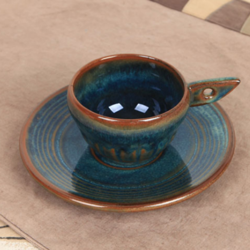 Deep Blue Espresso Cup with Saucer