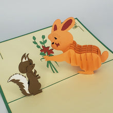Load image into Gallery viewer, Squirrel and Bunny - Pop Up Card