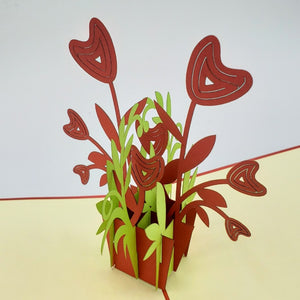 Heart Flower Potted Plant - Pop Up Card