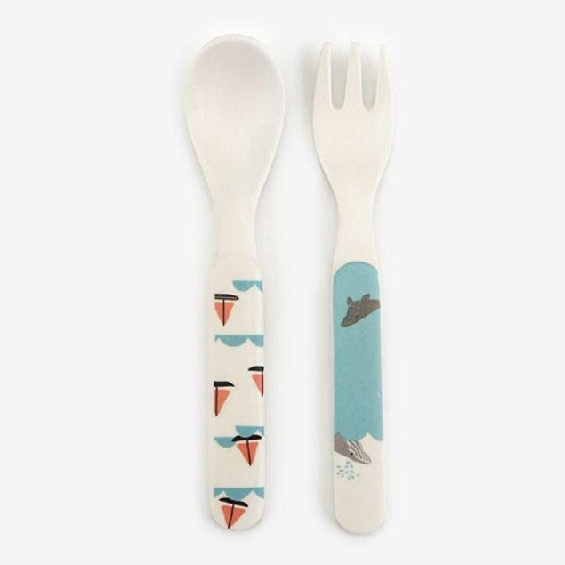 Bamboo Kids Spoon and Fork - Calm Ship