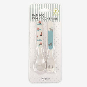 Bamboo Kids Spoon and Fork - Calm Ship
