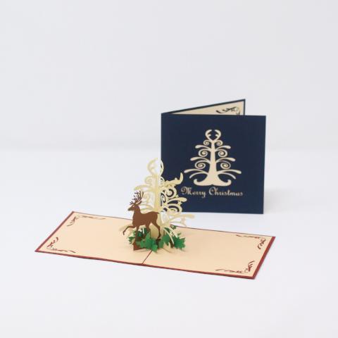 Deer with White Tree - Pop Up Card
