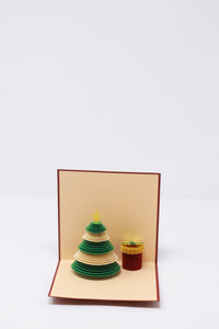 Christmas Tree with Cylindrical Gift - Pop Up Card