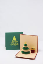 Load image into Gallery viewer, Christmas Tree with Cylindrical Gift - Pop Up Card