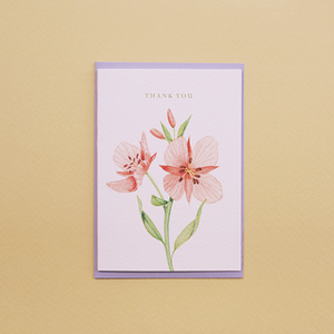 Thank You Pink Flower - Mini Greeting Card