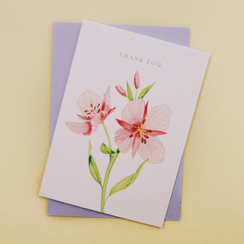 Thank You Pink Flower - Mini Greeting Card