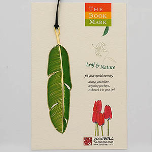 Gold-Plated Bookmark - Palm Leaf (Green)