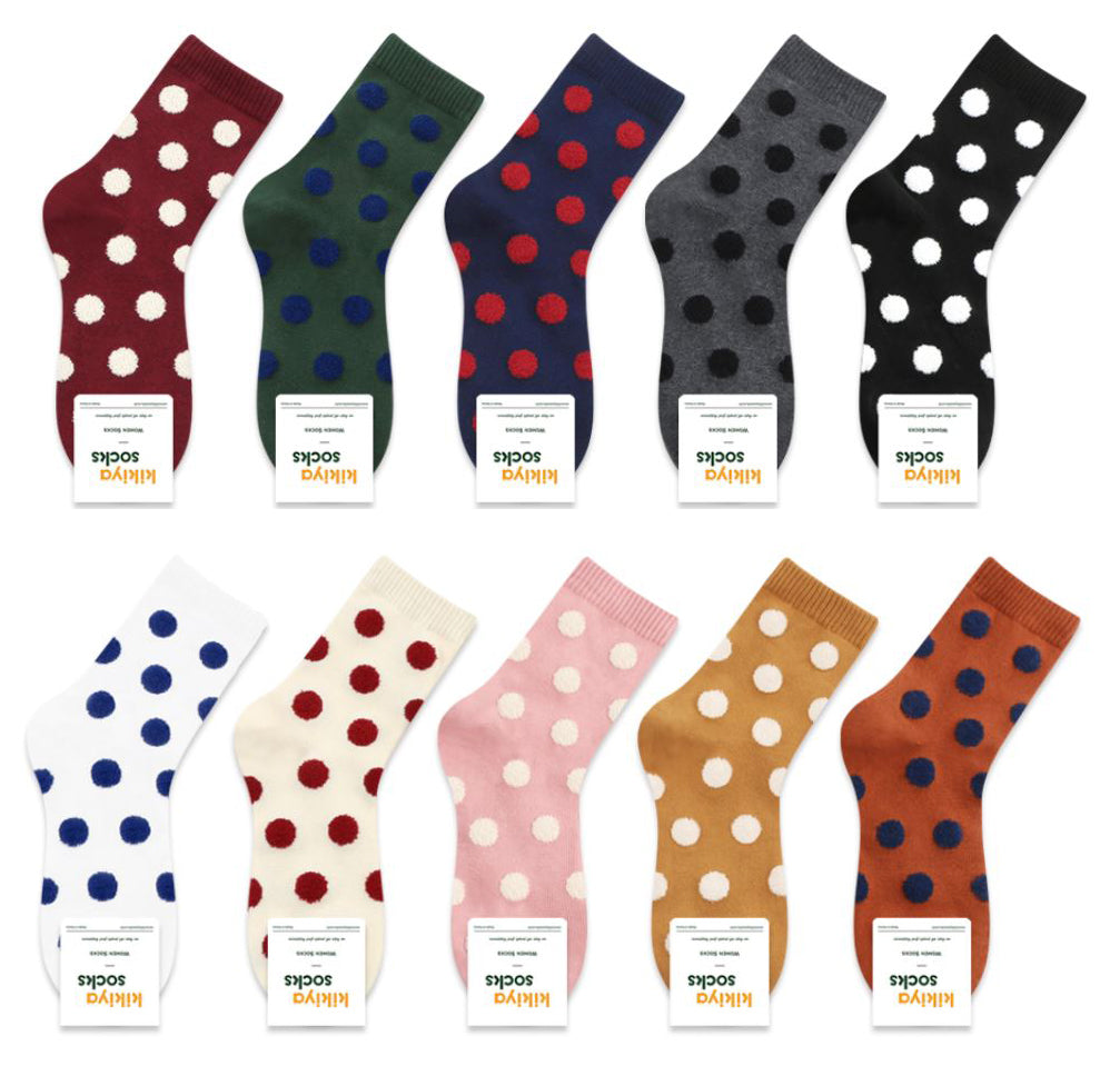 Fuzzy Polka Dot Socks - Crew