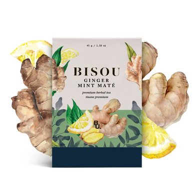 Ginger Mint Maté - Premium Herbal Tea - Bisou Bar (15 Tea Bags)