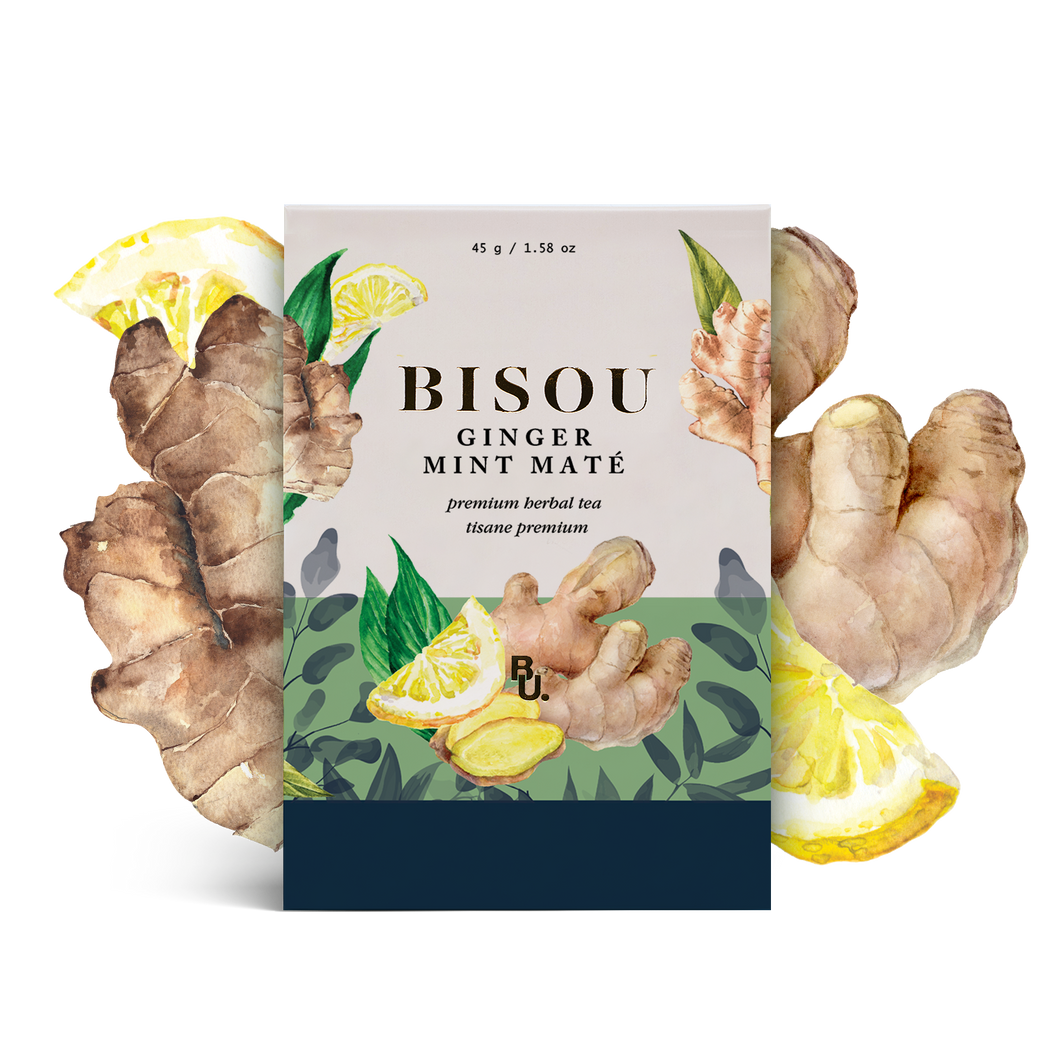 Ginger Mint Maté - Premium Herbal Tea - Bisou Bar (15 Tea Bags)