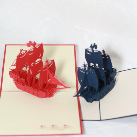 Ship with Large Sails (Large) - Pop Up Card