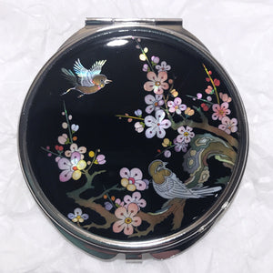 Mother of Pearl Compact Mirror - Cherry Blossoms & Sparrows