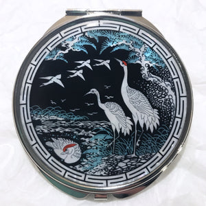Mother of Pearl Compact Mirror - Cranes By The Water