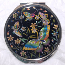 Load image into Gallery viewer, Mother of Pearl Compact Mirror - Butterfly Dance