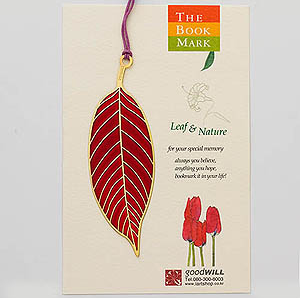Gold-Plated Bookmark - Front of Leaf (Red)