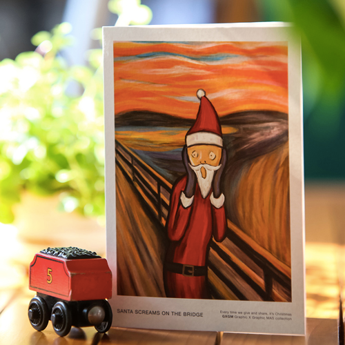 Santa Screams on the Bridge Card