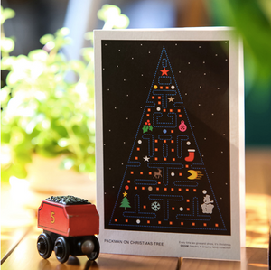 Pacman on Christmas Tree Card