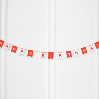 Mini Happy Birthday Garland - Red and White