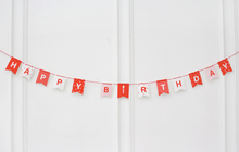 Load image into Gallery viewer, Happy Birthday Garland - Mini Red and White