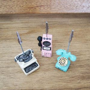 Miniature Figurine Clips - Phones and Typewriter