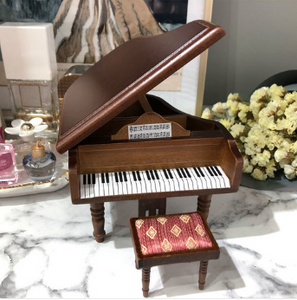 Miniature Wooden Piano and Stool