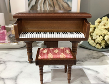 Load image into Gallery viewer, Miniature Wooden Piano and Stool