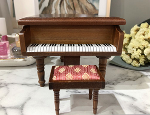 Miniature Wooden Piano and Stool