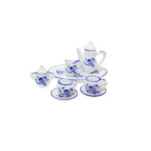 Load image into Gallery viewer, Blue and White Tea Set (10 pieces)