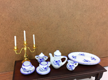 Load image into Gallery viewer, Blue and White Tea Set (10 pieces)