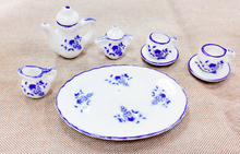 Load image into Gallery viewer, Blue and White Tea Set (10 pieces)