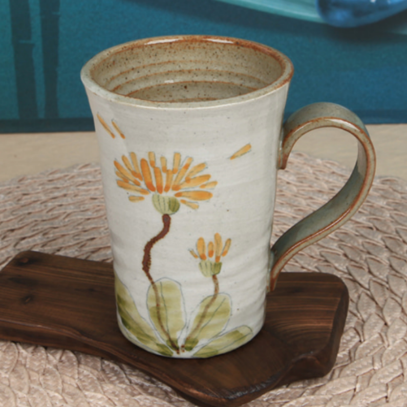 Buncheong Dandelion Ceramic Mug