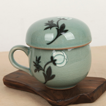 Load image into Gallery viewer, Celadon Peony Tea Cup with Saucer