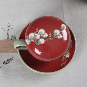 Celadon Jinsa Magnolia Tea Cup with Saucer