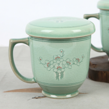 Load image into Gallery viewer, Celadon Plum Flower Mug